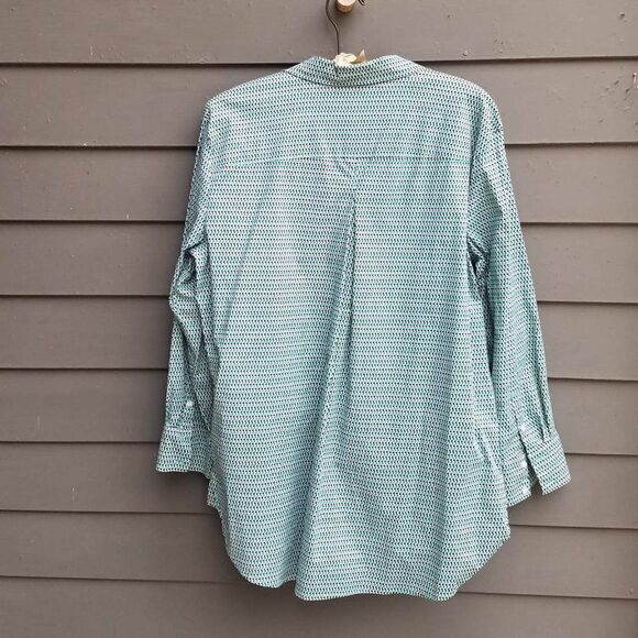 Liz Claiborne Black Blue White Partial button Down Blouse Size XL - Picture 4 of 8